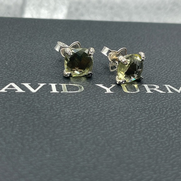 David Yurman Chatelaine Stud Earrings with Lemon Citrine - Picture 6 of 14